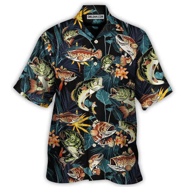 Maxcorners Fishing Born To Fish Forced To Work Tropical Vibe Hawaiian Shirt