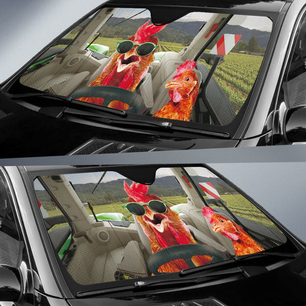 Maxcorners Driving Chickens Tractor All Over Printed 3D Sun Shade