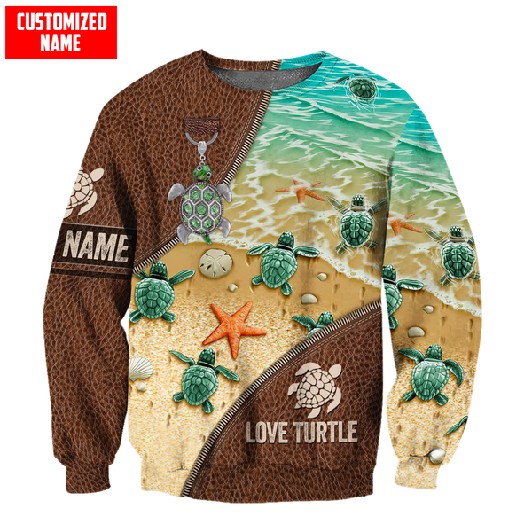 Maxcorners Customized Name Love Turtle Shirts