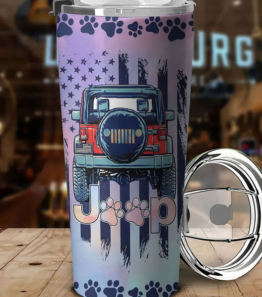 Maxcorners Jeep Dog 3D Over Printed Tumbler