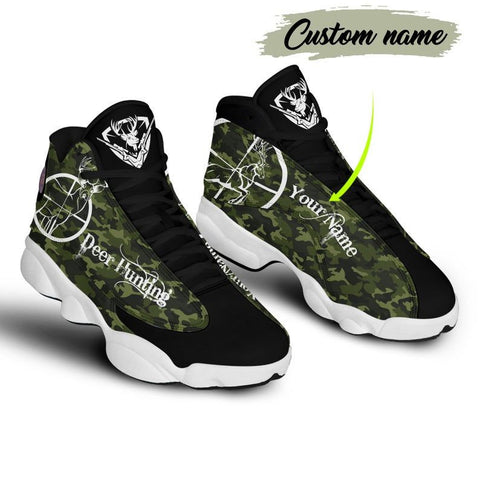 Maxcorners Deer Hunting Camouflage Personalized Name AJD 13 Sneakers