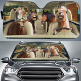 Maxcorners Driving Funny Horses All Over Printed 3D Sun Shade