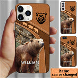 Maxcorners Leather Pattern Personalized Phone Case Brown Bear -IPhone