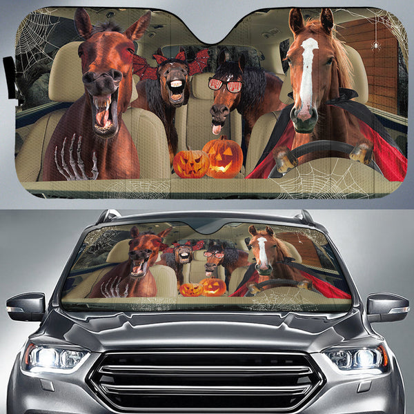 Maxcorners Driving Horse Halloween All Over Printed 3D Sun Shade