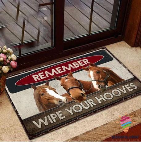 Maxcorners Remember Wipe Your Hooves Horses Welcome Non-Slip Rubber Backing Doormat