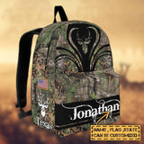 Maxcorners Deer Hunting Name State & Flag Personalized Backpack