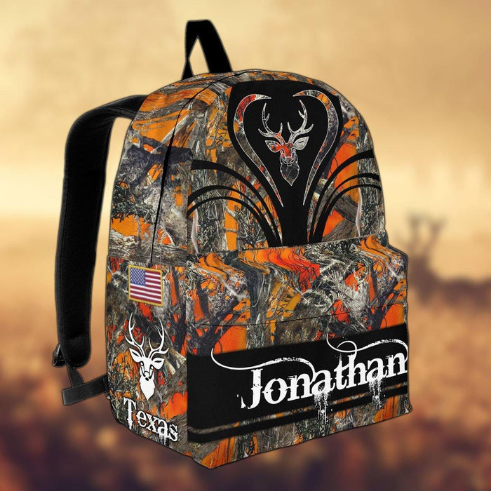 Maxcorners Deer Hunting Name State & Flag Personalized Backpack