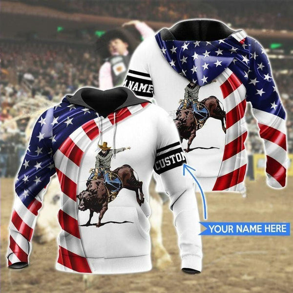 Maxcorners Personalized Bull Riding American Flag