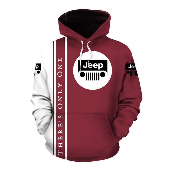 Maxcorners Jeep Red And White Hoodie