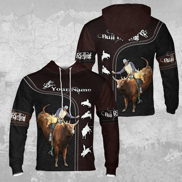 Maxcorners Personalized Bull Riding Brown Leather Pattern