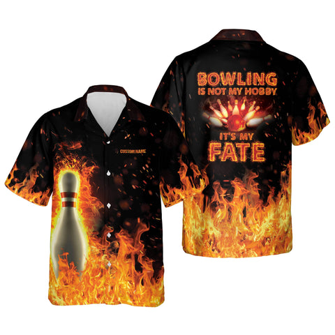 Maxcorners Flame Bowlimg Personalized Name Hawaiian Shirt