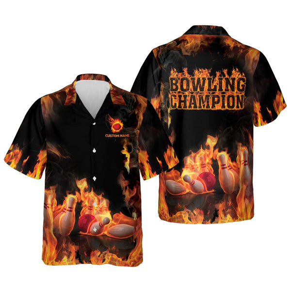 Maxcorners Bowling Champion Personalized Name Hawaiian Shirt