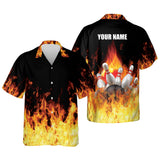 Maxcorners Bowling Flame Personalized Name Hawaiian Shirt