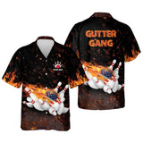 Maxcorners Flame Bowling Gutter Gang Personalized Name Hawaiian Shirt