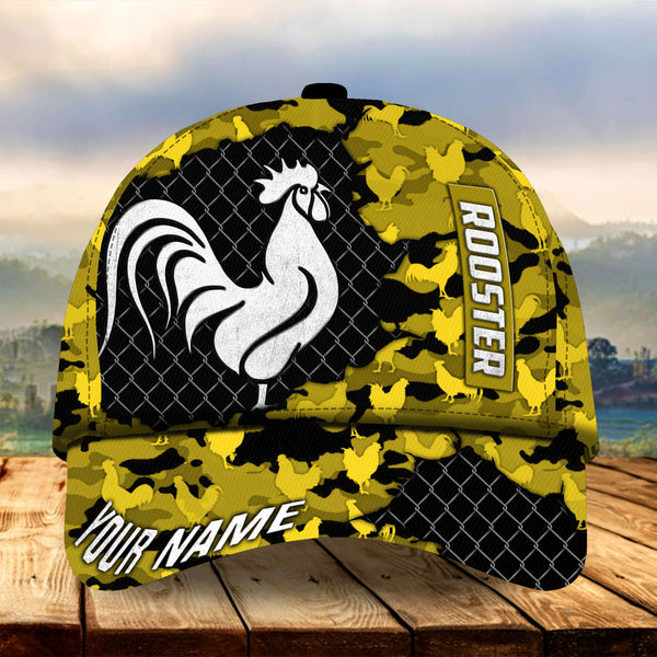 Maxcorners Premium Camo Metal Rooster Multicolor Personalized Cap