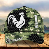 Maxcorners Premium Camo Metal Rooster Multicolor Personalized Cap