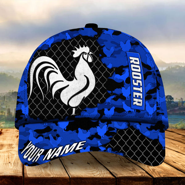 Maxcorners Premium Camo Metal Rooster Multicolor Personalized Cap