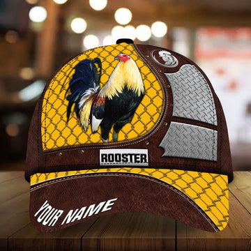 Maxcorners Multicolor Rooster Metal Customized Name Cap