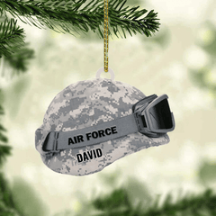 Maxcorners Military Helmet Personalized Cut Ornament Gift For Veteran, Christmas Ornament for Dad Veteran's Day