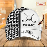 Maxcorners Golf Black And White Rhombus Pattern Customized Name All Over Printed Cap