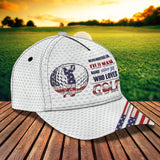 Maxcorners Golf Lover White USA Flag CLassic Customized Name All Over Printed Cap