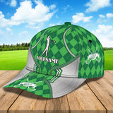 Maxcorners Golf Green Rhombus Pattern Customized Name All Over Printed Cap