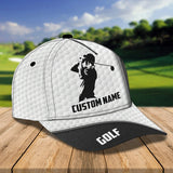 Maxcorners Golf Black And White Leather Classic Customized Name All Over Printed Cap