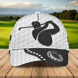 Maxcorners Golf Player Black And White Leather Classic Customized Name All Over Printed Cap