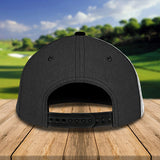 Maxcorners Golf Black And White Leather Classic Customized Name All Over Printed Cap