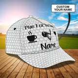 Maxcorners Golf White Hexagon Pattern Customized Name All Over Printed Cap