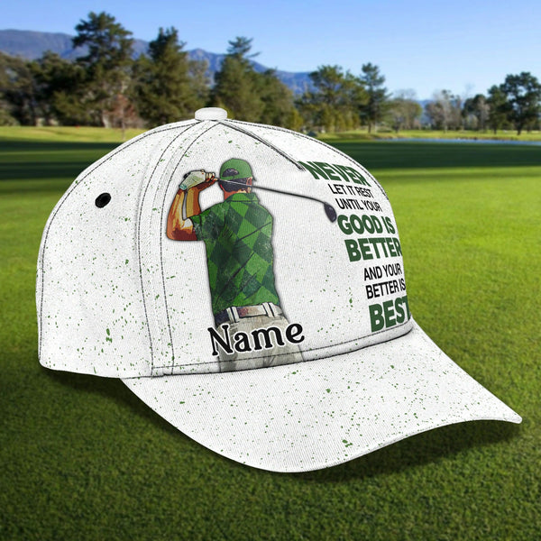 Maxcorners Golf Player White Classic Customized Name All Over Printed Cap