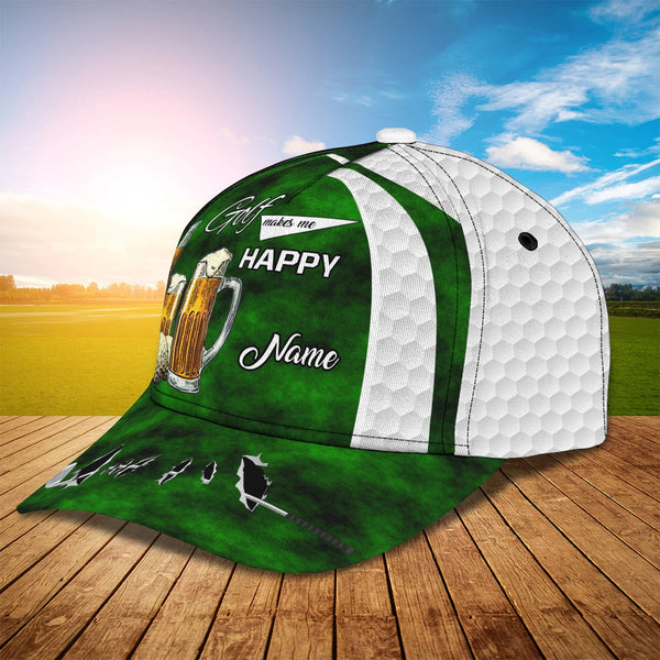 Maxcorners Golf Lover Green Beer Customized Name All Over Printed Cap