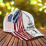 Maxcorners Golf White USA Flag Classic Customized Name All Over Printed Cap