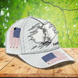 Maxcorners Golf Player White USA Flag Classic Customized Name All Over Printed Cap