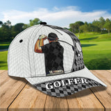 Maxcorners Golf White And Grey Rhombus Pattern Customized Name All Over Printed Cap