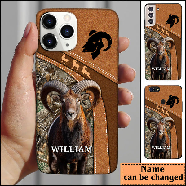 Maxcorners Leather Pattern Personalized Phone Bighorn Sheep - Samsung  Phone Case