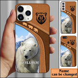 Maxcorners Leather Pattern Personalized Phone Polar Bear - Samsung  Phone Case