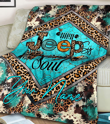 Maxcorners Personalized Jeep Cow Hide Blanket