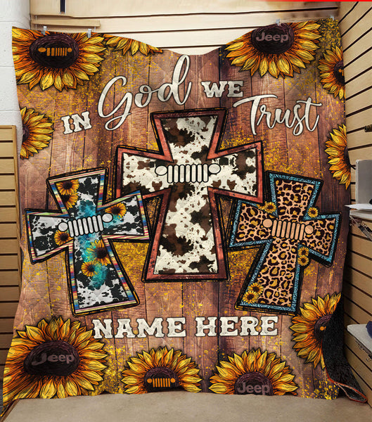 Maxcorners Personalized In God We Trust Cow Hide Jeep Blanket