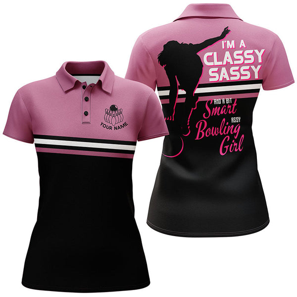 Maxcorners Funny Assy Bowling Player Pink Premium Customized Name 3D Shirt For Women