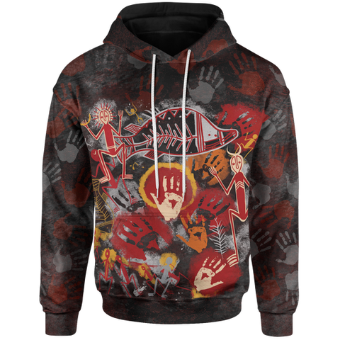 Maxcorners Aboriginal Hoodie - Indigenous Fish Hand Art