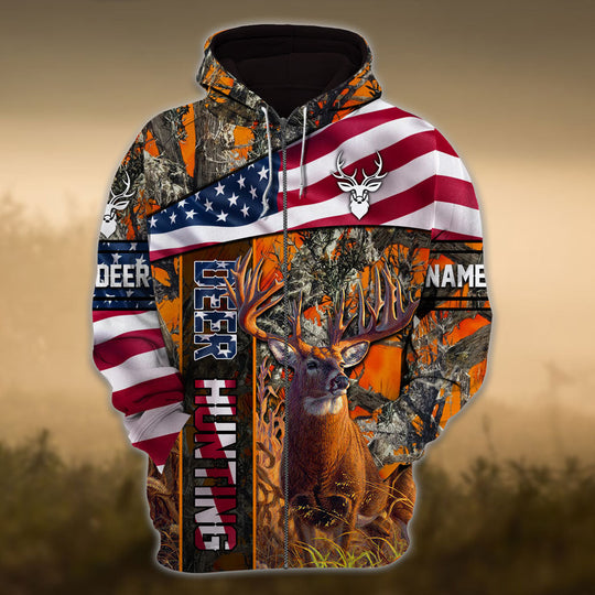 Maxcorners Personalized Eternity A Friend From The Past New Flag Deer Hunting Zipper Hoodies