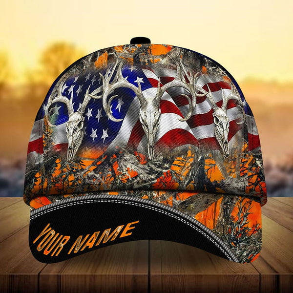 Max Corners Premium Loralle US Skull Deer Hunting Camo Pattern 3D Multicolor Personalized Cap