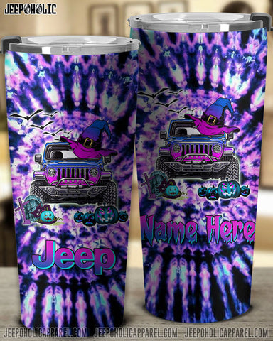 Maxcorners Jeep Halloween Tie Dye Personalized Name 3D Over Printed Tumbler