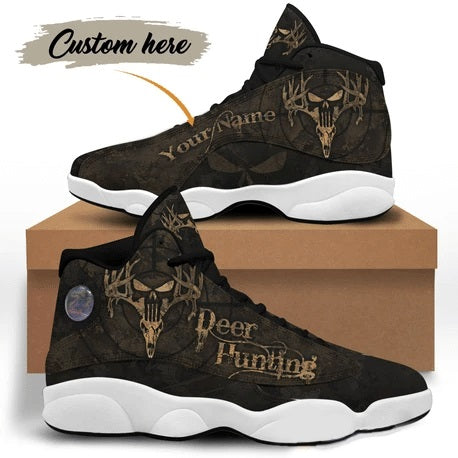 Maxcorners Deer Hunting Personalized Name AJD 13 Sneakers