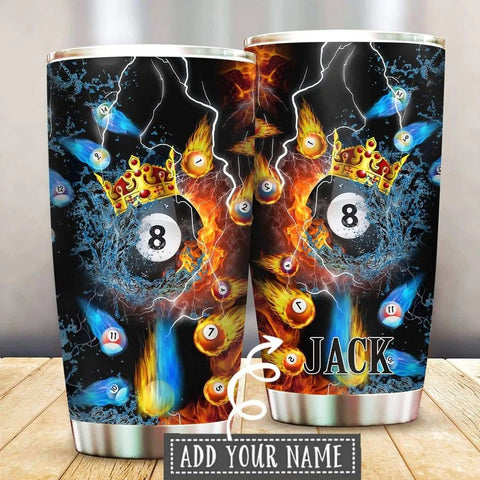 Maxcorners Billiards Water And Fire Personalized Name Tumbler