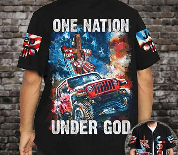 Maxcorners One Nation Under God Painting Jeep Jersey Shirt