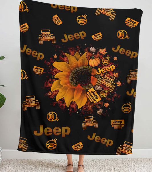 Maxcorners Jeep Sunflower Blanket