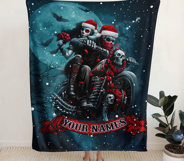 Maxcorners Personalized Skull Biker Couple Blanket