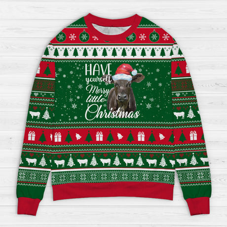 Maxcorners Black Angus Have Yourself Merry Little Christmas Sweater